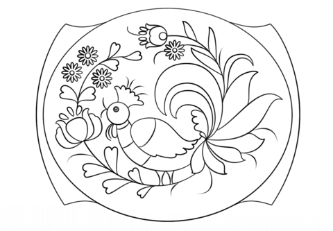 Petrykivka Painting Pattern Coloring Page